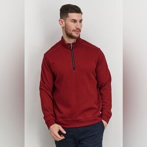 Rainforest Mens Stand Collar Long Sleeves Half Zip Sweatshirt in Paprika - 2XL